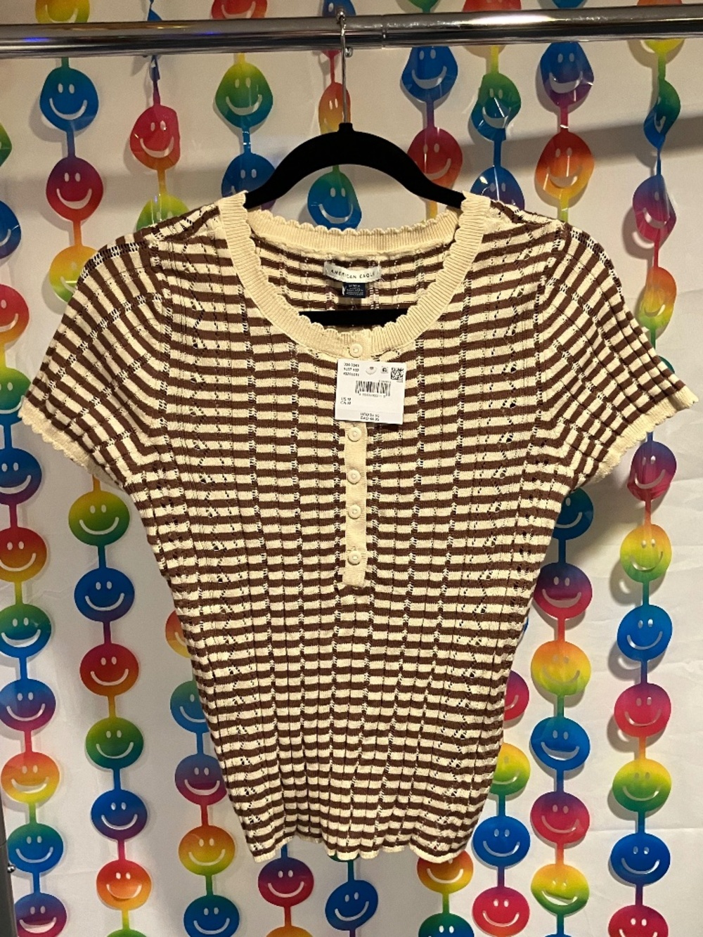 NWT AE Henley Pointelle Sweater T-Shirt (Medium)